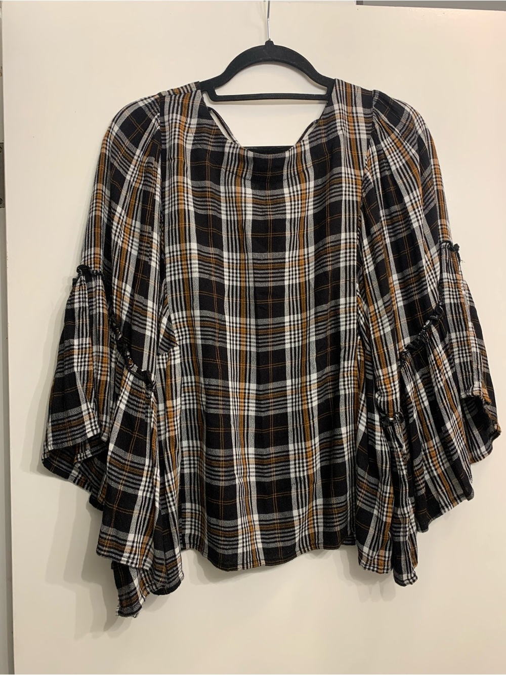Maurices Plaid Bell Sleeve Top